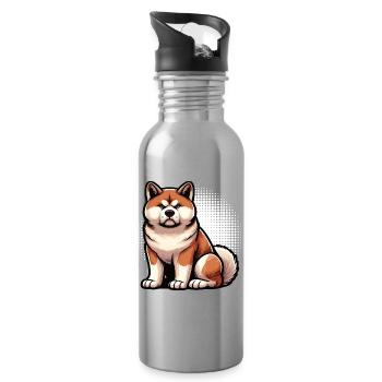 Akita Akita propriétaire Akitas Akita amoureux Akitafan - Gourde avec paille intégrée - argent clair - Droite