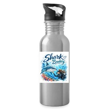 Compagnon Requin Ami Sous-marin - Gourde avec paille intégrée - argent clair - Droite