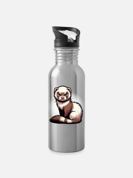 Frettchen Frettchenhalter Frettchenbesitzer - Trinkflasche mit integriertem Trinkhalm - Lightsilver
