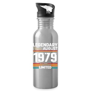 Legendär seit August 1979 Vintage Retro - Trinkflasche mit integriertem Trinkhalm - Lightsilver - Rechts