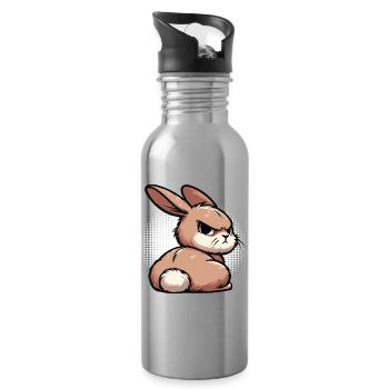 Kaninchen Hase Hasen langohr Klopfer Rammler - Trinkflasche mit integriertem Trinkhalm - Lightsilver - Rechts