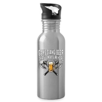 Mittelalter Axt Spiele Bier - Trinkflasche mit integriertem Trinkhalm - Lightsilver - Rechts