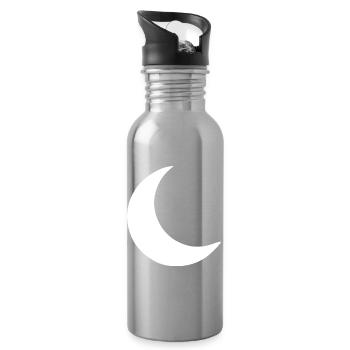 Moon Crescent White Gift - Water bottle with straw - silver - Right
