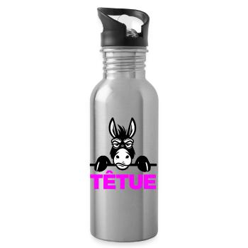 Hartnäckig - Trinkflasche mit integriertem Trinkhalm - Lightsilver - Rechts