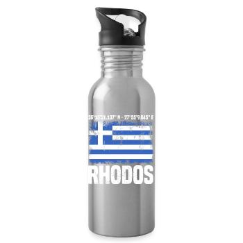 Insel Rhodos Koordinaten - Trinkflasche mit integriertem Trinkhalm - Lightsilver - Rechts
