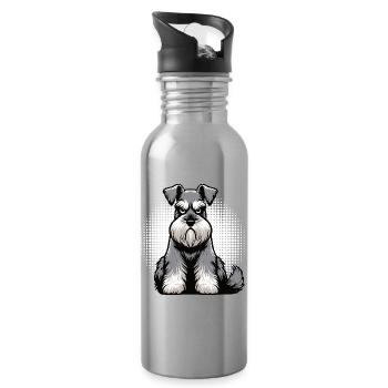 Schnauzer Riesenschnauzer Schnauzerbesitzer - Trinkflasche mit integriertem Trinkhalm - Lightsilver - Rechts