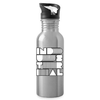 Industrielle Op-Art-Buchstaben - Trinkflasche mit integriertem Trinkhalm - Lightsilver - Rechts