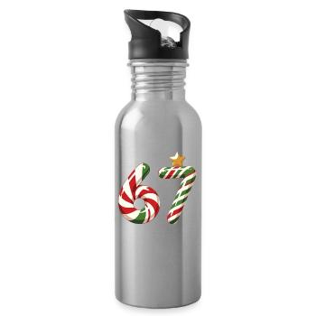 Mème Candy Cane 67 - Gourde avec paille intégrée - argent clair - Droite