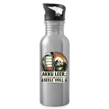 Akku leer Seele voll Naturbadge - Trinkflasche mit integriertem Trinkhalm - Lightsilver - Rechts