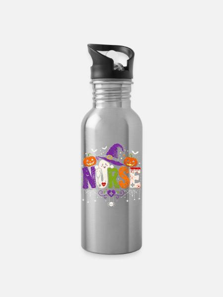 Krankenschwester Krankenpfleger Halloween - Trinkflasche mit integriertem Trinkhalm - Lightsilver
