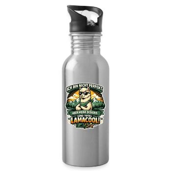 Lamacool Lama Motiv - Trinkflasche mit integriertem Trinkhalm - Lightsilver - Rechts
