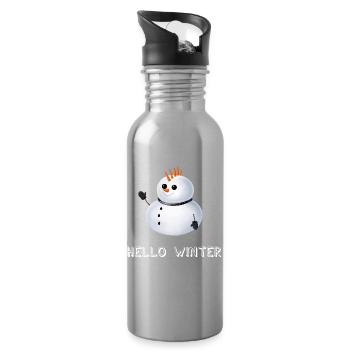 Hello Winter - Punk Schneemann - Trinkflasche mit integriertem Trinkhalm - Lightsilver - Rechts
