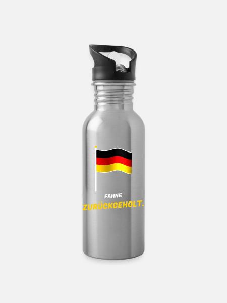 Fahne zurückgeholt - Schwarz Rot Gold - Trinkflasche mit integriertem Trinkhalm - Lightsilver
