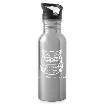 Schlaflose Eule Error 404: Sleep Not Found - Trinkflasche mit integriertem Trinkhalm - Lightsilver - Rechts