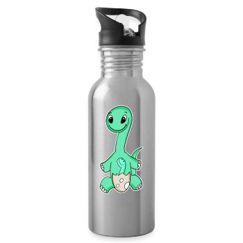 Dinosaurs with Baby Dinosaurs - Water bottle with straw - silver - Right