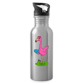 Flamingo Skater Skateboard - Gourde avec paille intégrée - argent clair - Droite