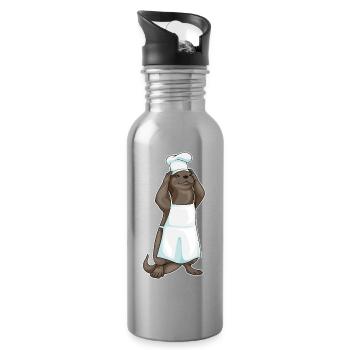 Otter Chef Chef Hat Cooking - Water bottle with straw - silver - Right