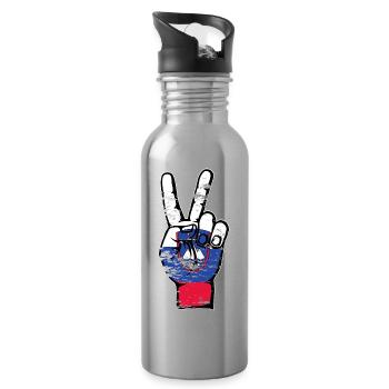 Slovenia Flag Peace Victory Symbol Used - Water bottle with straw - silver - Right