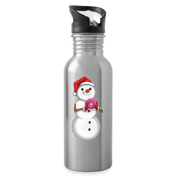 Snowman Christmas Donut - Water bottle with straw - silver - Right