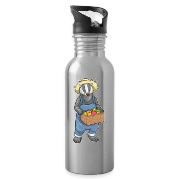Badger Farmer Fruit Farm - Water bottle with straw - silver - Right
