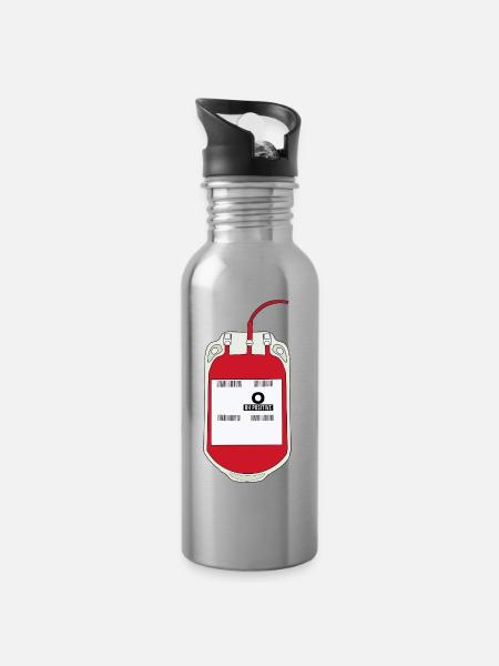 O Positiver Blutbeutel - Trinkflasche mit integriertem Trinkhalm - Lightsilver
