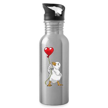 Ballon canard - Gourde avec paille intégrée - argent clair - Droite