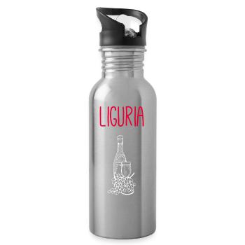 Illustration de vin et de fleurs de Ligurie - Gourde avec paille intégrée - argent clair - Droite