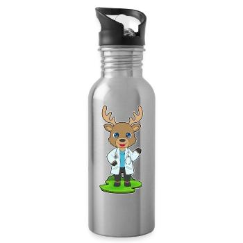 Rentier Arzt Stethoskop - Trinkflasche mit integriertem Trinkhalm - Lightsilver - Rechts