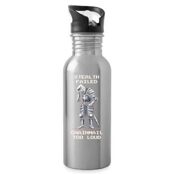 Stealth gescheitert | Kettenhemd zu laut - Ritter - Trinkflasche mit integriertem Trinkhalm - Lightsilver - Rechts