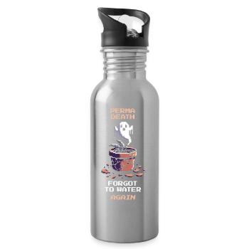 Perma Death | Forgetting Plants | Gamer Saying - Water bottle with straw - silver - Right