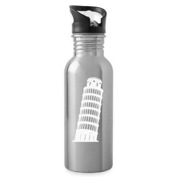 Silhouette de la Tour de Pise Monochrome - Gourde avec paille intégrée - argent clair - Droite