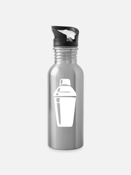 Cocktail Shaker Cocktailbar Geschenk Barkeeper - Trinkflasche mit integriertem Trinkhalm - Lightsilver