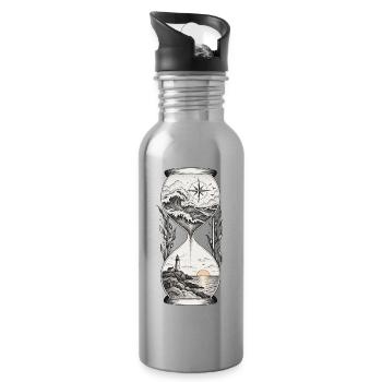 Meeresuhr mit Leuchtturm Kompass - Trinkflasche mit integriertem Trinkhalm - Lightsilver - Rechts