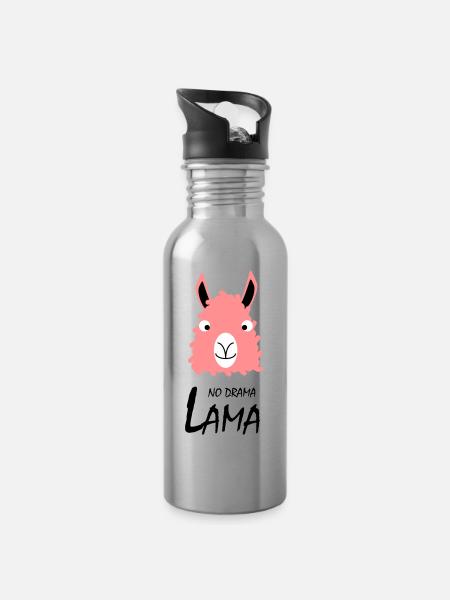 Pas de drame Lama - Gourde avec paille intégrée - argent clair