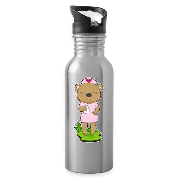 Bear Nurse - Water bottle with straw - silver - Right