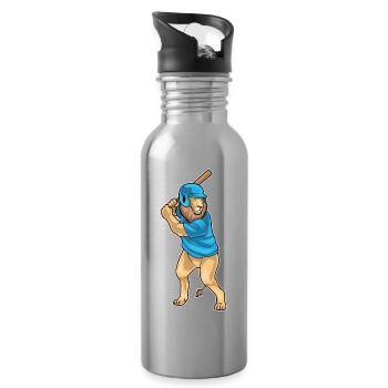 Lion Baseball Baseball Bat - Water bottle with straw - silver - Right