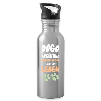 Dogo Argentino Lebensfreude - Trinkflasche mit integriertem Trinkhalm - Lightsilver - Rechts