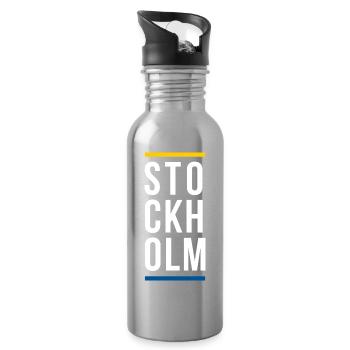 Stockholm City logo design - Water bottle with straw - silver - Right