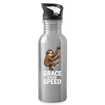 Motivation au bloc – Don de la grâce sur la vitesse - Gourde avec paille intégrée - argent clair - Droite