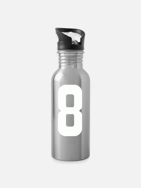 8 - Trinkflasche mit integriertem Trinkhalm - Lightsilver