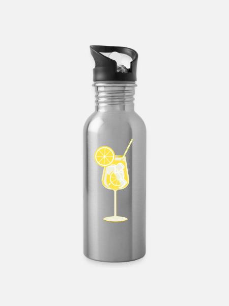 Limoncello - Trinkflasche mit integriertem Trinkhalm - Lightsilver