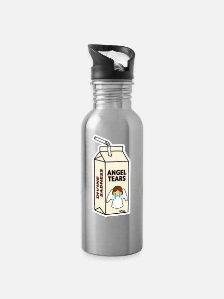 Angel Tears Karton - Trinkflasche mit integriertem Trinkhalm - Lightsilver