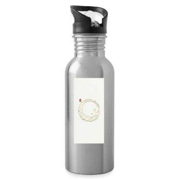 Lächelnder Zen Enso Kreis - Trinkflasche mit integriertem Trinkhalm - Lightsilver - Rechts