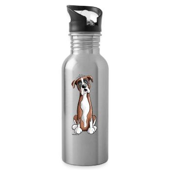 Funny Deutscher Boxer - Trinkflasche mit integriertem Trinkhalm - Lightsilver - Rechts