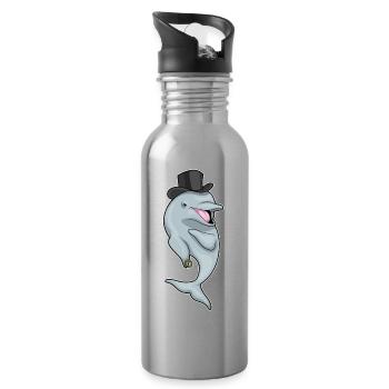Delfin Bräutigam Ehering Hochzeit - Trinkflasche mit integriertem Trinkhalm - Lightsilver - Rechts