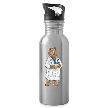 Bär Arzt Stethoskop - Trinkflasche mit integriertem Trinkhalm - Lightsilver - Rechts
