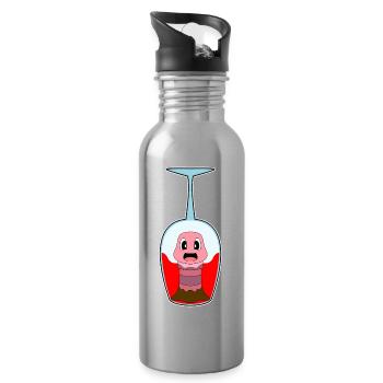 Wurm Red Wine - Water bottle with straw - silver - Right