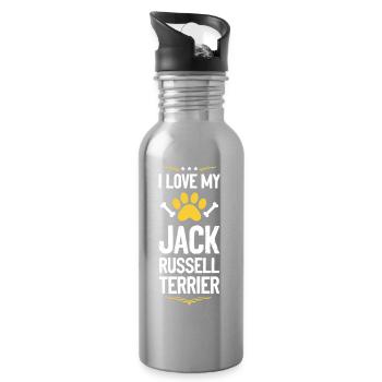I Love My Jack Russell Terrier - Trinkflasche mit integriertem Trinkhalm - Lightsilver - Rechts