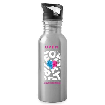 Open your horizons - Water bottle with straw - silver - Right