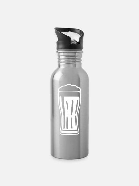 Glas Bier Bierglas Geschenk Biertrinker - Trinkflasche mit integriertem Trinkhalm - Lightsilver